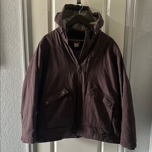 Duluth Trading Co Dark Brown Hooded Military Jacket